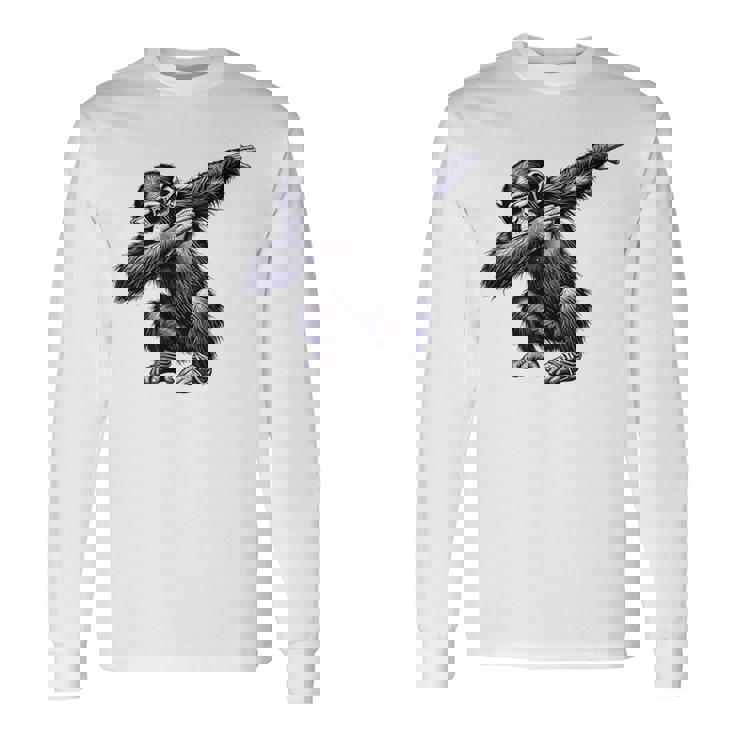 サングラスをかけたダブダンスを踊るチンパンジー猿 長袖Tシャツ