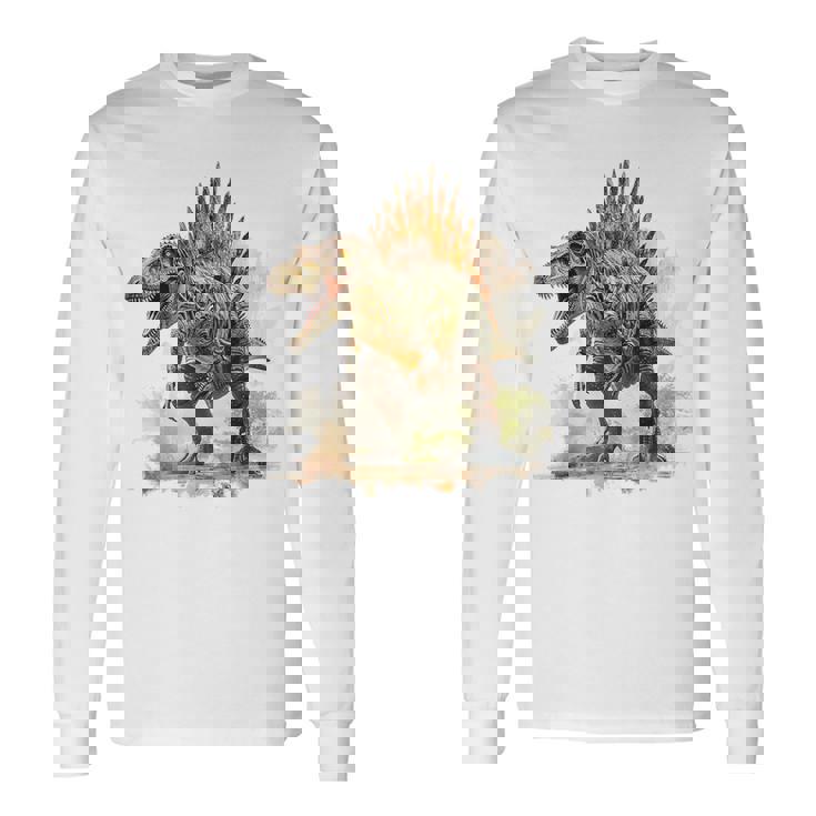 スピノサウルス 恐竜モチーフ イラスト スピノサウルス 長袖Tシャツ
