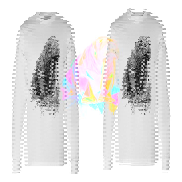 セイウチ 動物 モチーフ イラスト セイウチ 長袖Tシャツ