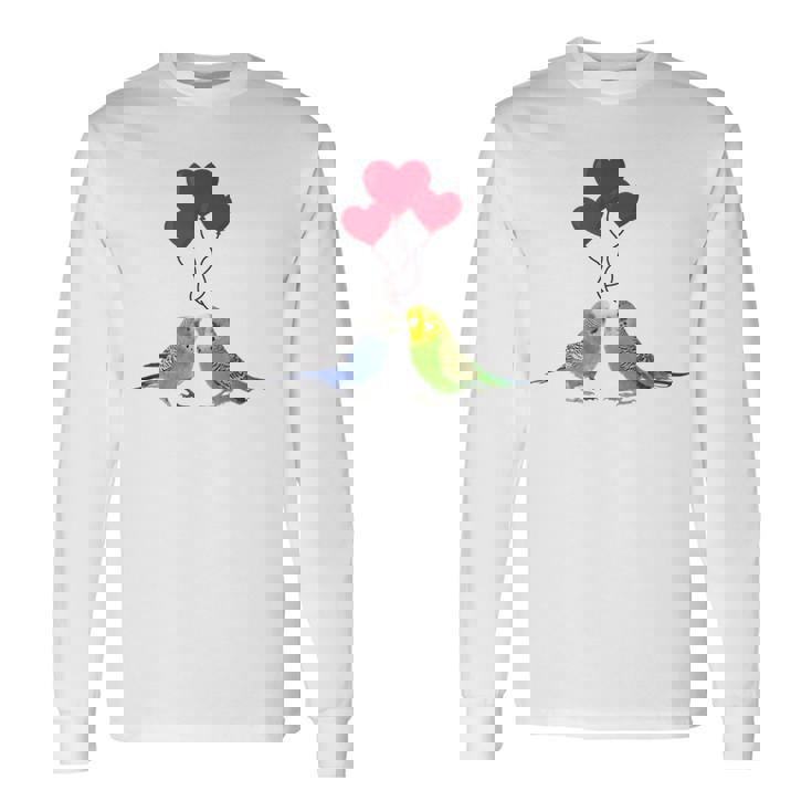 セキセイインコ、面白い鳥、楽しい、セキセイインコ 長袖Tシャツ