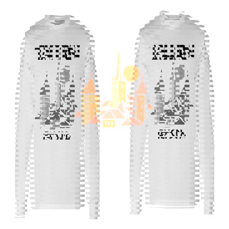 タリン エストニア 中世 旧市街 ヴィンテージ レトロ エストニア 長袖Tシャツ