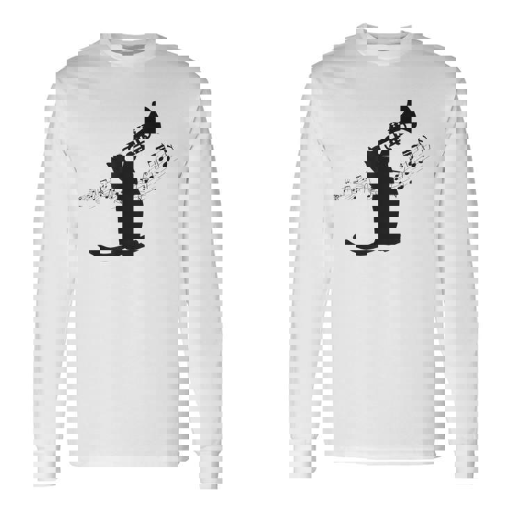 トランペット奏者猫 長袖Tシャツ