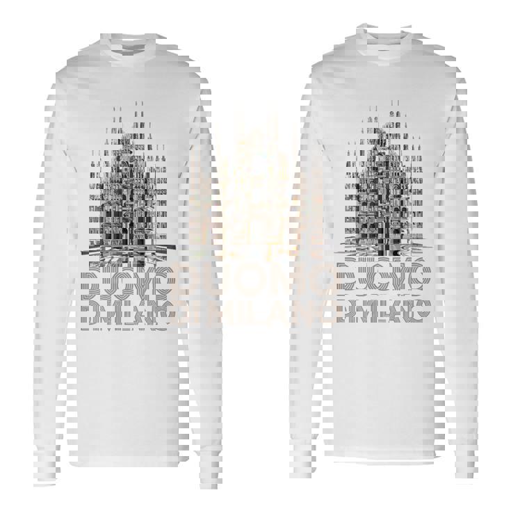 ドゥオーモ・ディ・ミラノ大聖堂のイラスト 長袖Tシャツ