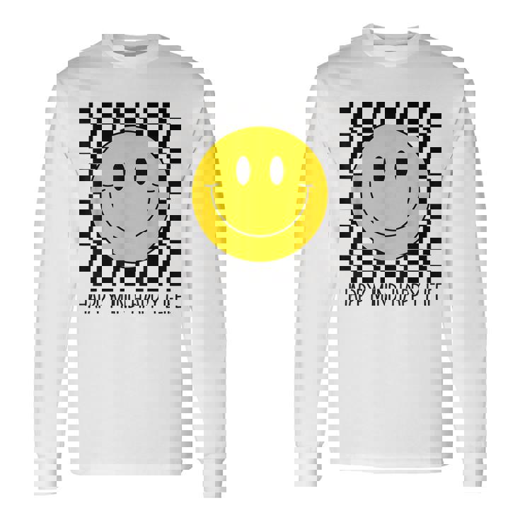 ハッピーマインド ハッピーライフ 70年代 スマイルチェック ハッピースマイルフェイス 長袖Tシャツ