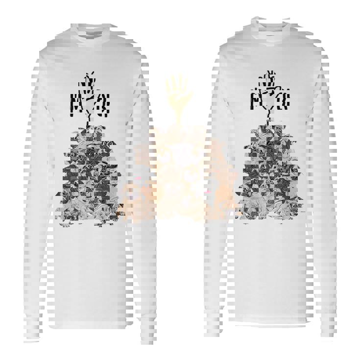 パグがいっぱい I'm Ok パグ好き。 長袖Tシャツ