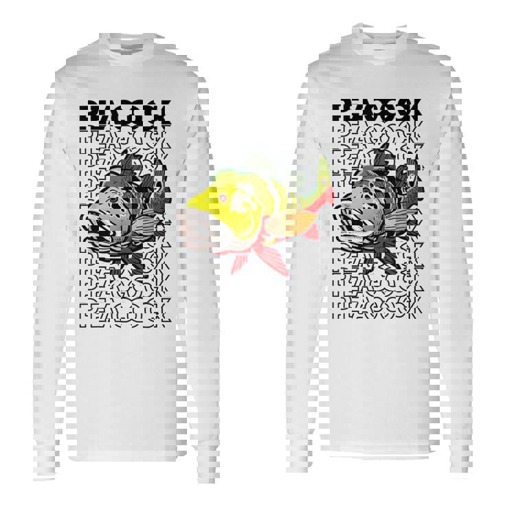 ピーコックバス 80 年代スタイルのモンスターフィッシュキーパー 長袖Tシャツ
