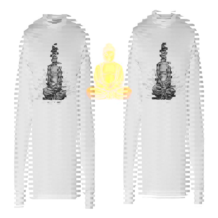 ブッダ 国際ヨガデー バックプリント 長袖Tシャツ