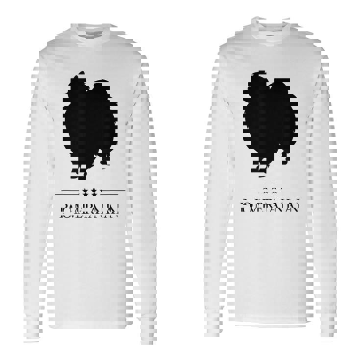 ポメラニアンブラックシルエット 長袖Tシャツ