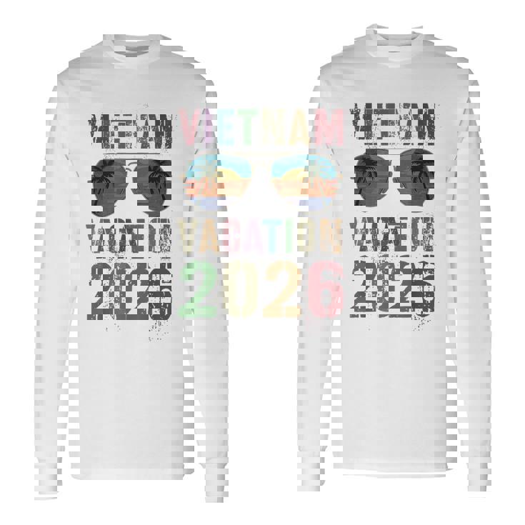 レトロ ベトナム バケーション 2026 旅行 ビーチ 旅行 マッチング 長袖Tシャツ