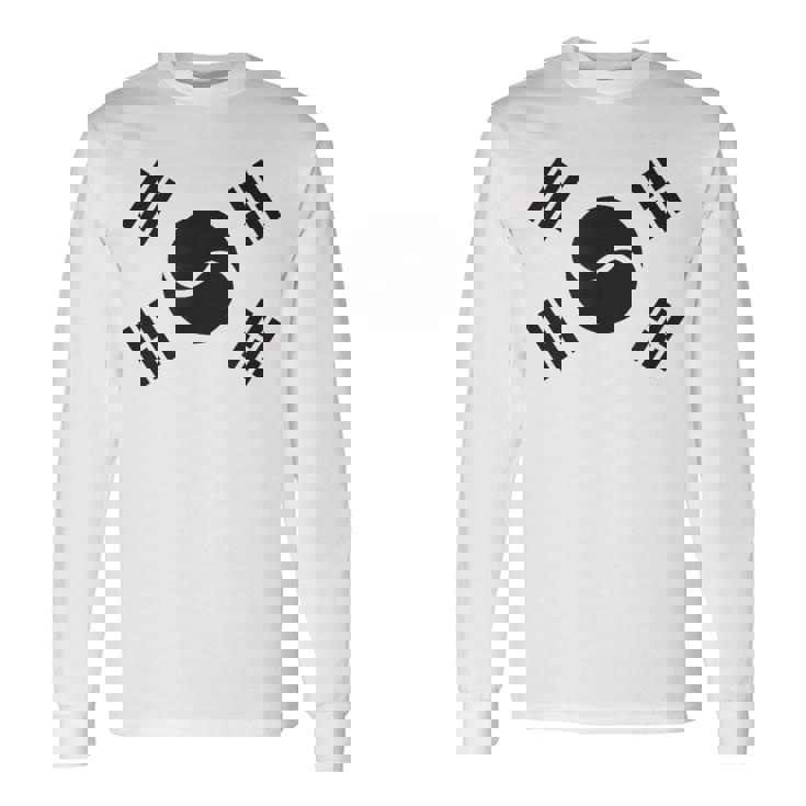 大韓民国 様式化された韓国国旗 ブラック 長袖Tシャツ