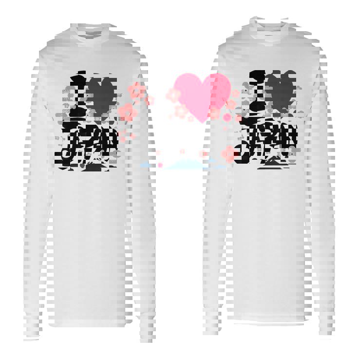 日本人 I Love Japan 桜 旗 富士山 旅行 長袖Tシャツ