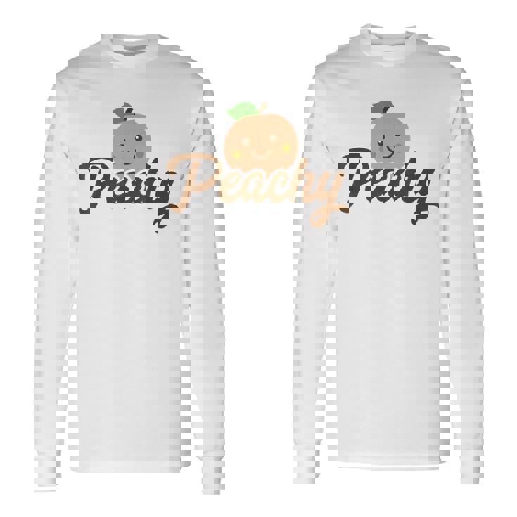 桃 かわいい 可愛い 服 桃 イラスト 長袖Tシャツ