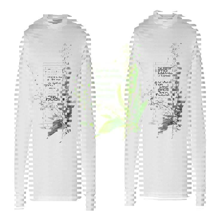 水彩 スズラン キリスト教の祈り 長袖Tシャツ