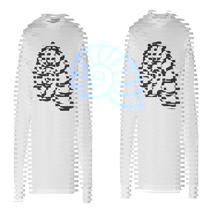 海のユーモア シンプルでミニマルな貝殻 貝殻 長袖Tシャツ