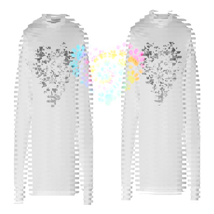 バックプリント 犬の足跡 犬 ペット 足跡 プリント 長袖tシャツ 長袖Tシャツ