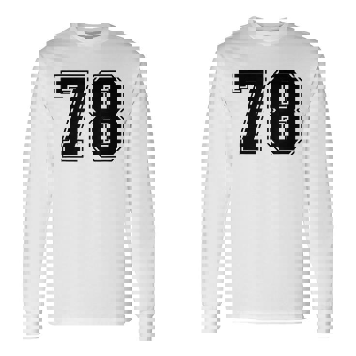 番号 78 ブラック スポーツファン ジャージ ナンバー 長袖Tシャツ