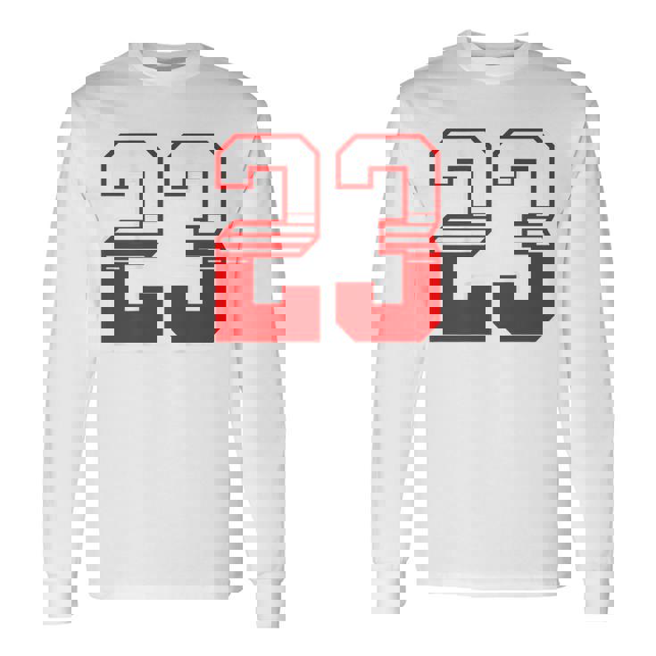 白赤番号 23 スポーツチーム 長袖Tシャツ