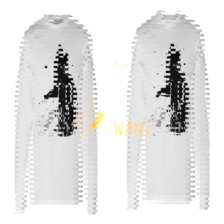 私は何をしたい黒猫カップ面白いグラフィック猫愛好家 長袖Tシャツ