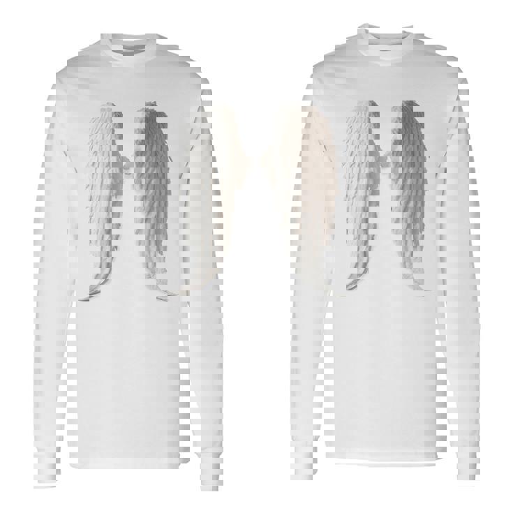 背面にリアルな白い天使の羽。 長袖Tシャツ