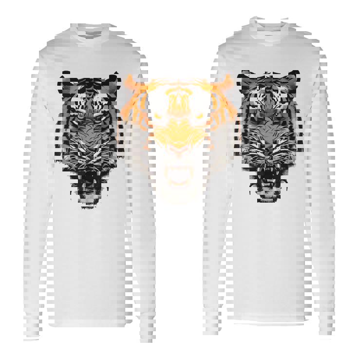 虎の肖像画 虎の恋人 野生動物 森の恋人 長袖Tシャツ