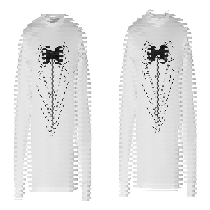 蝶ネクタイ付きホワイトtシャツ タキシード 面白いシャツ 長袖Tシャツ