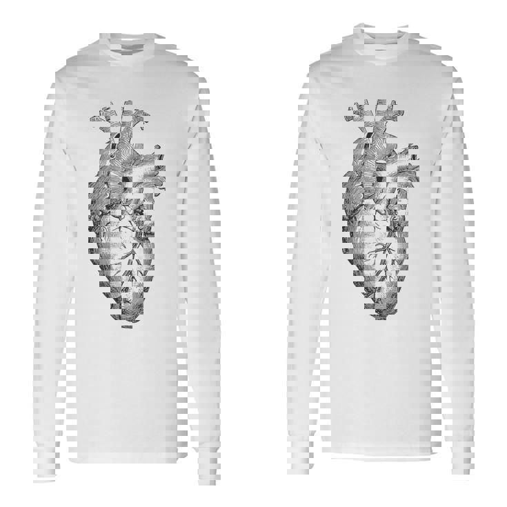 解剖学的に正しい人間の心臓tem Aorta Cardio 長袖Tシャツ