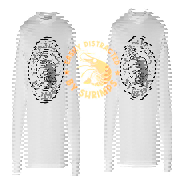 魚介類と海老に気を取られて 面白い海老 長袖Tシャツ