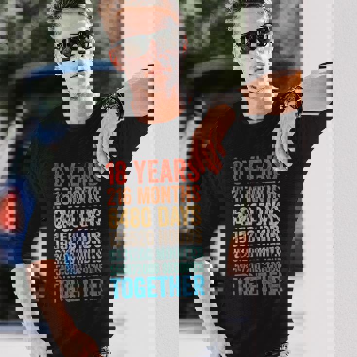 18年目の記念日 彼 彼女 カップル 18回目の結婚 長袖Tシャツ 彼への贈り物