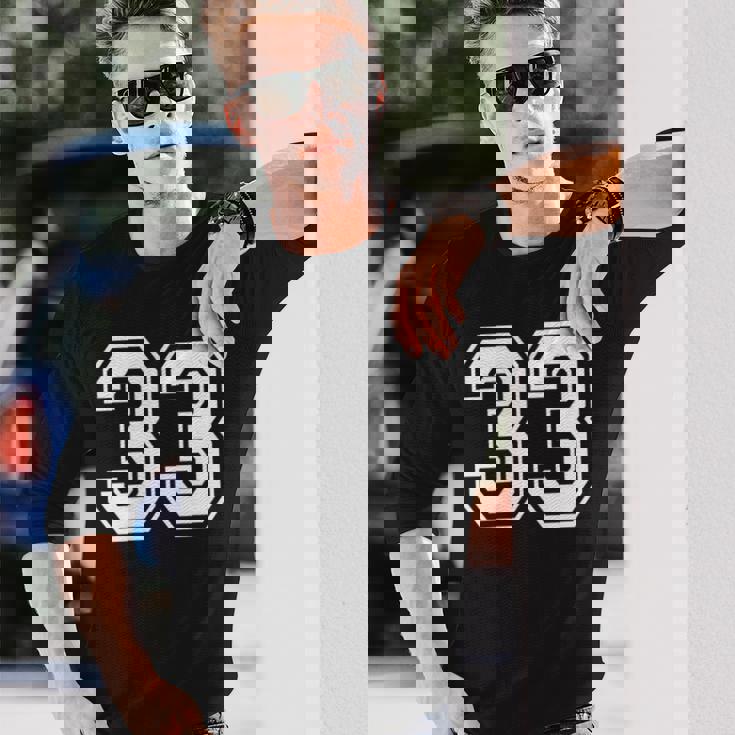 33番のスポーツスタイル。ホワイト。 長袖Tシャツ 彼への贈り物