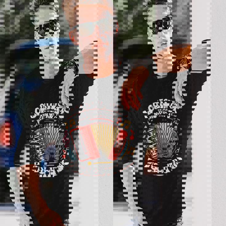 Accordionists Know How To Push Buttons 面白い レトロ アコーディオン 長袖Tシャツ 彼への贈り物