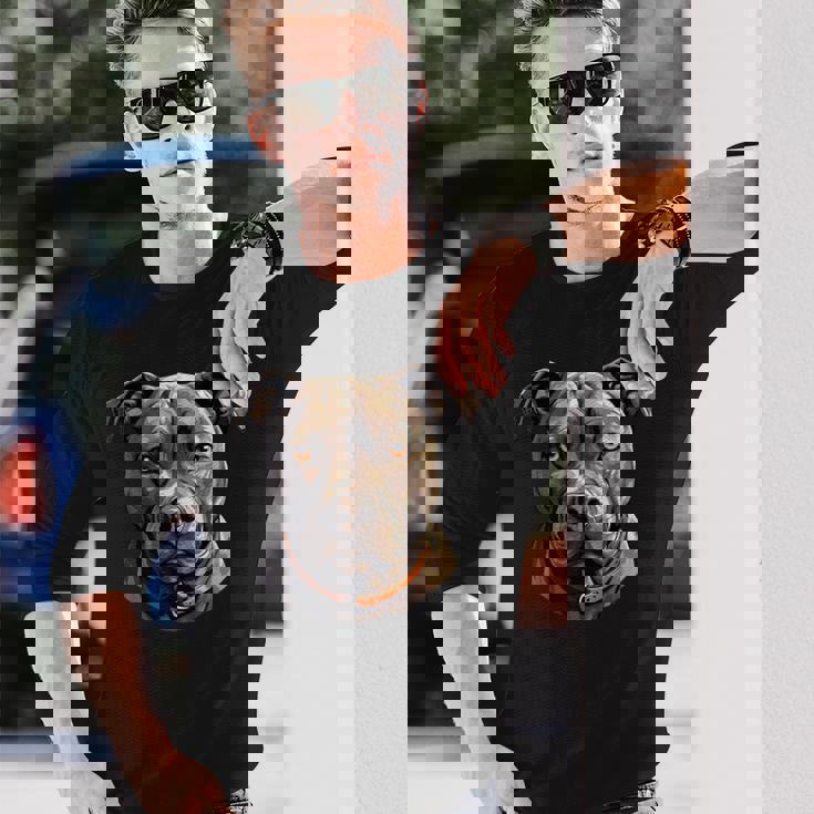 American Pitbull Dog アメリカンピットブル 長袖Tシャツ 彼への贈り物