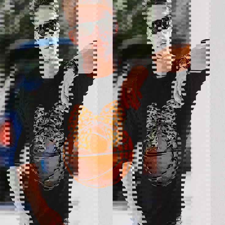 Basketball Coquette Bow Cute Basketball Player Long Sleeve T-Shirt Gifts for Him