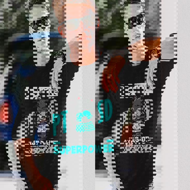 I Battle Ptsd What's Youruperpower Ptsd認識 長袖Tシャツ 彼への贈り物