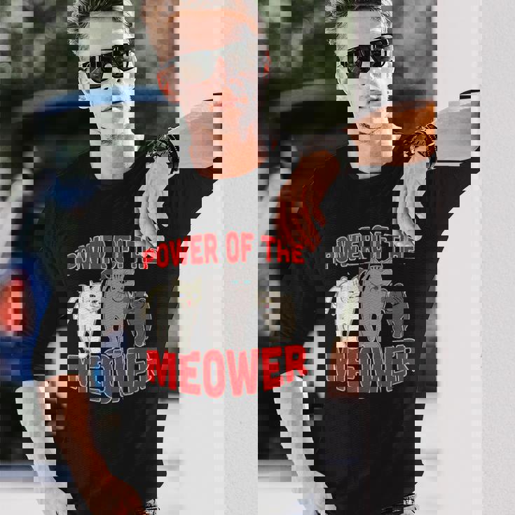 Catuperheros Power Of The Meower Feline Bossestrut Meow 長袖Tシャツ 彼への贈り物
