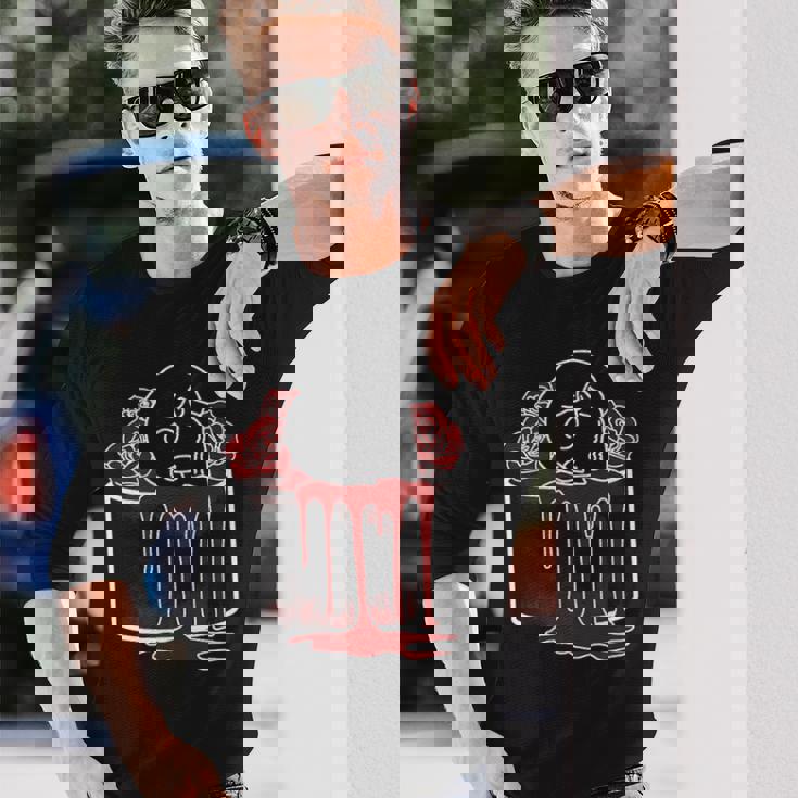 Deathcake バースデーケーキテーマ ケーキローズ ハロウィン 長袖Tシャツ 彼への贈り物