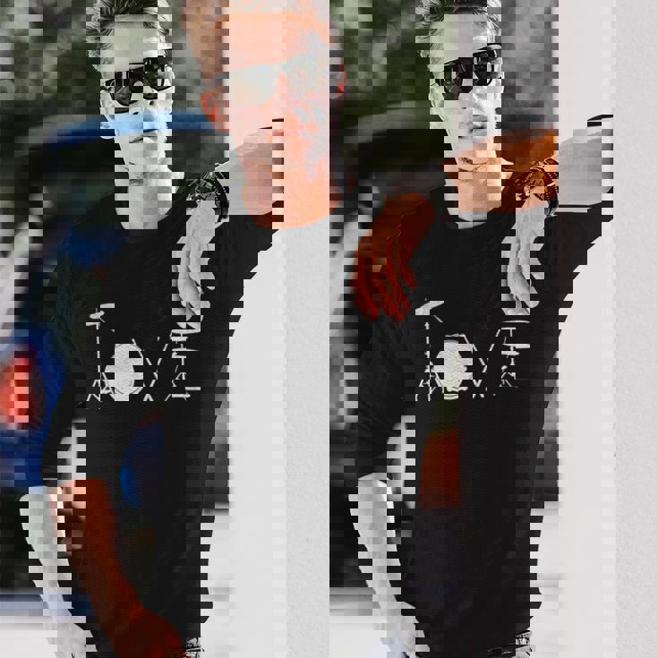 Drummer Love グラフィックドラムセット ドラミングミュージシャン ロックバンド 長袖Tシャツ 彼への贈り物