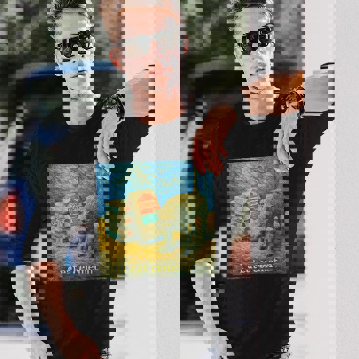 I Eat Cement 猫 ゴッホ 印象派 絵画 美学 長袖Tシャツ 彼への贈り物