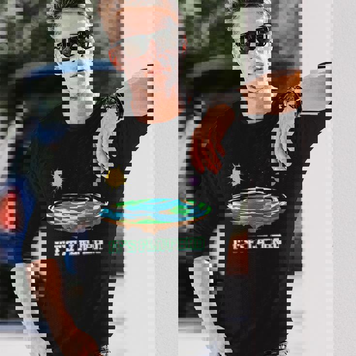 Flat Earth It's Flat Bro Conspiracy フラットアース 長袖Tシャツ 彼への贈り物