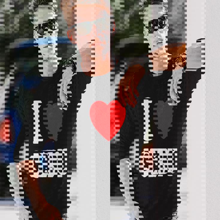 I Heart 愛 セブ 旅行 バケーション ツーリズム フィリピン 長袖Tシャツ 彼への贈り物