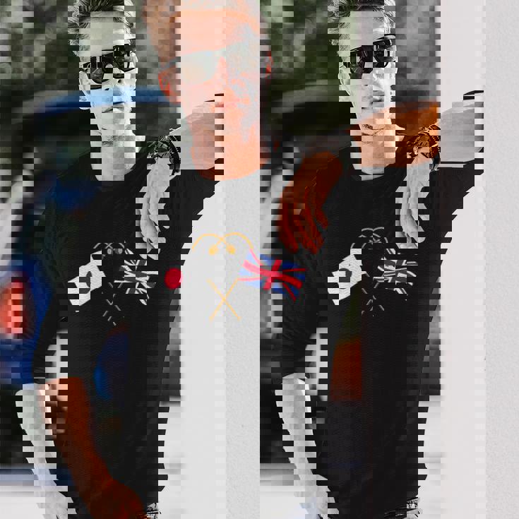 Japanese Flag British Flag 英国遺産 イングリッシュルーツ 日本の国旗 イギリスの国旗 長袖Tシャツ 彼への贈り物