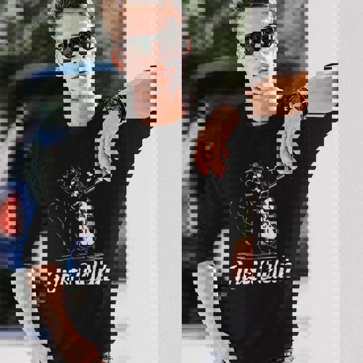 Just Cellin チェロ奏者 猫の音楽家 チェロを演奏 チェロ奏者 長袖Tシャツ 彼への贈り物