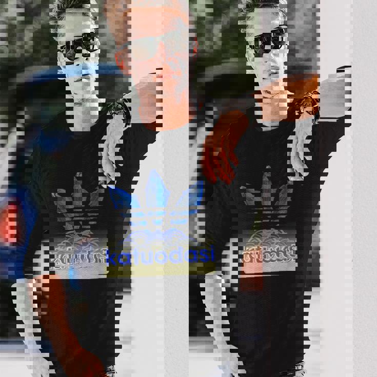 Katuodasi鰹と出汁の和風アートデザイン 長袖Tシャツ 彼への贈り物