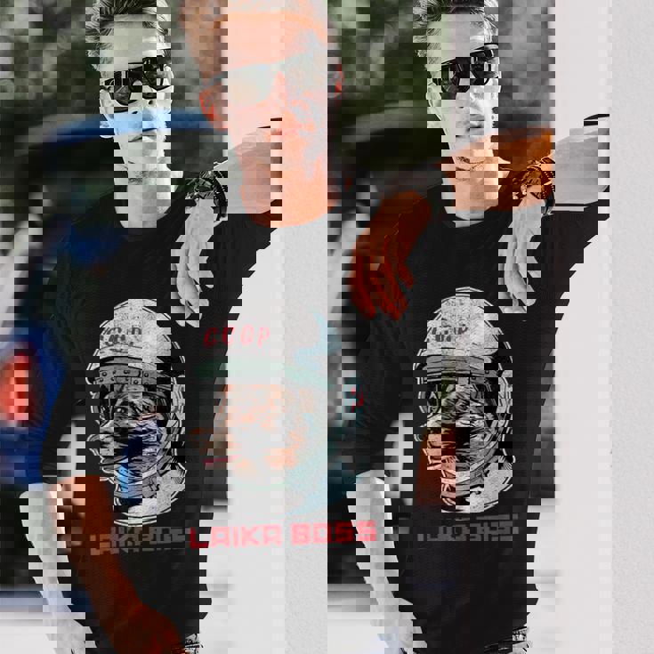 Laika Boss ヴィンテージ Cccp ソビエトロシアソ連宇宙犬 長袖Tシャツ 彼への贈り物