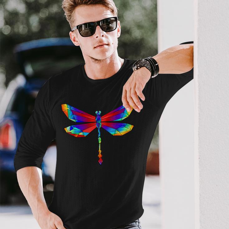 Libélula Multicolor De Polygon I Geometría I Libélula I Camiseta de manga larga Regalos para él