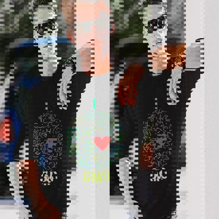 I Love Gmo ラウンドラインデザイン 長袖Tシャツ 彼への贈り物