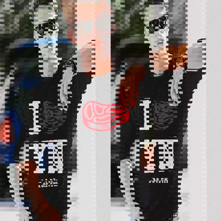 I Love Yakiniku Bbq 日本バーベキュー グルメ ユーモア ガールズ 大 長袖Tシャツ 彼への贈り物