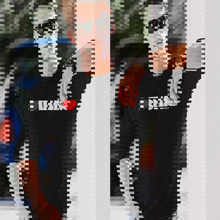 I Love ハート Brains 長袖Tシャツ 彼への贈り物