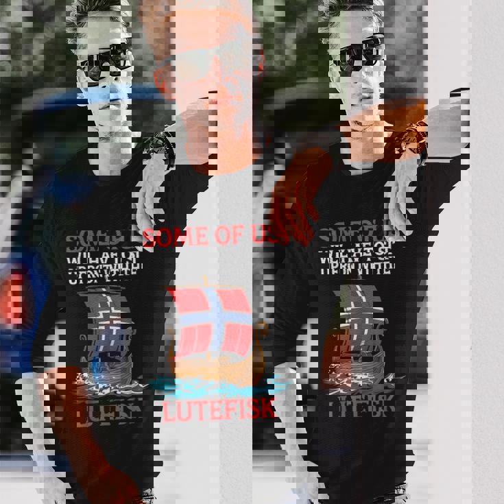 Lutefisk Who Will についてお子様に話さないでください。 長袖Tシャツ 彼への贈り物