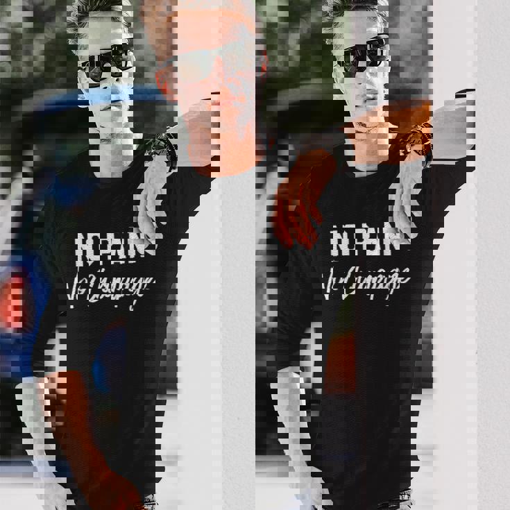 No Pain No Champagne 長袖Tシャツ 彼への贈り物