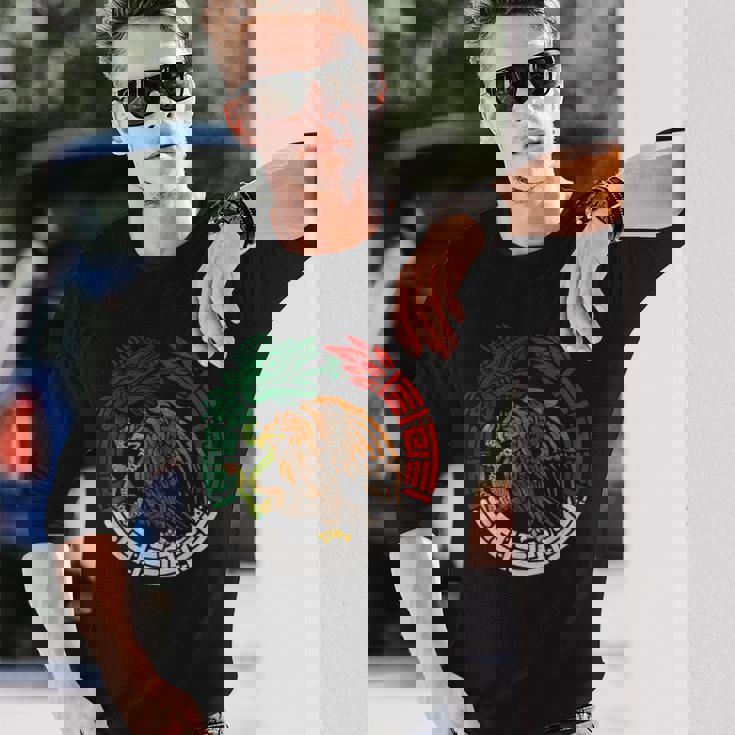 Quetzalcoatl ウロボロス アステカ 羽つき 蛇 メキシコ国旗 長袖Tシャツ 彼への贈り物